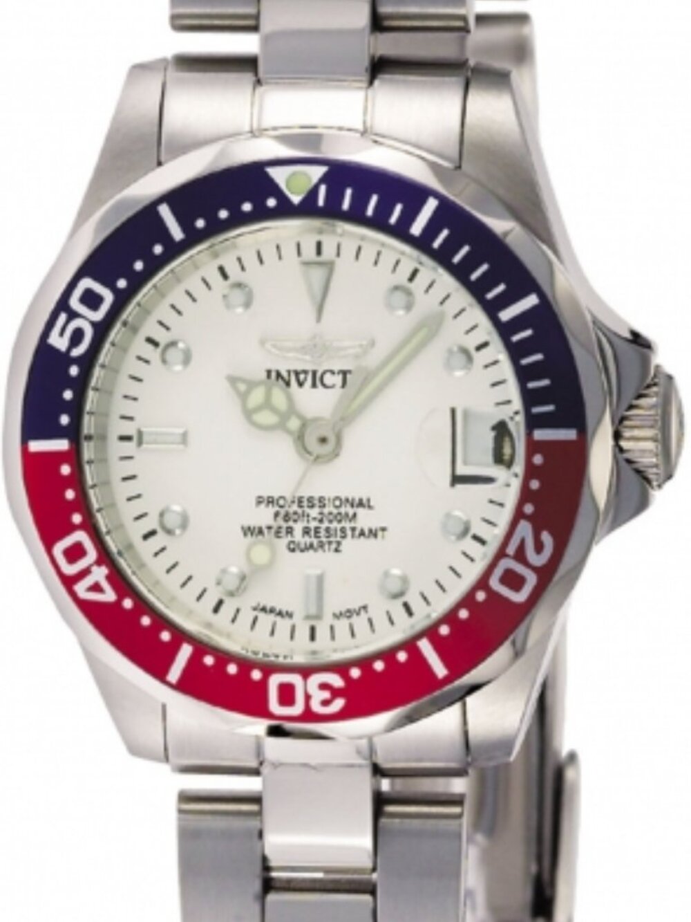 Invicta Women's Pro Diver Blue & Red Bezel Stainless Steel Watch Quartz